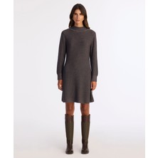 A Form Kayık Yaka Uzun Kol Elbise