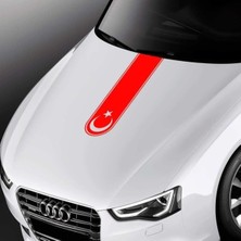 Türkiye Ayyıldız Oto Kaput Şerit Özel Yeni Sticker Kırmızı 60*18 cm