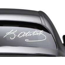 Çınarrium Kemal Atatürk Imzası Oto Özel Yeni Sticker Beyaz 25*6,8 cm