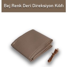 Çınarrium Fiat 500 Özel Süper Deri Direksiyon Kılıfı, Dikmeli Bej Renk Spor Dikiş