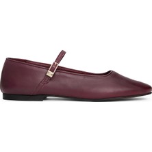 Tommy Hilfiger Deri Bordo Kadın Babet FW0FW09152H04