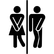 Çınarrium Sıkışmış Bay Bayan Wc Amblemi Oto Özel Yeni Sticker Siyah 25 x 37 cm