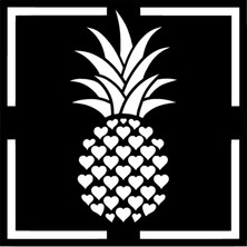 Çınarrium Kalpli Ananas Çerçeve Duvar Dekor Sticker 40 x 40 cm