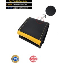 Çınarrium Renault 19 Europa Özel Süper Deri Direksiyon Kılıfı, Sarı Yüzüklü Spor Dikiş