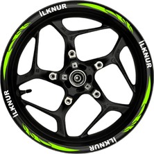 Özel Isim Beyaz Yazılı  Neon(Fıstık Yeşili) Pençe Şeritli