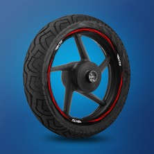 Yeni Özel  Motosiklet Jant Şeridi Rks Uyumlu Beyaz Yazılı Kırmızı Sağ-Sol/ön-Arka