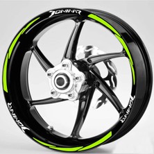Yeni Özel  Motosiklet Jant Şeridi Dominor Beyaz-Fıstık Yeşili Reflektifli (Neon) Sağ-Sol/ön-Arka