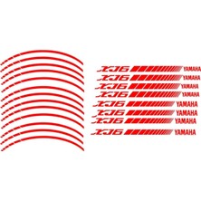 Çınarrium Yeni Özel  Motosiklet Jant Şeridi Xj6 Yamaha Uyumlu Kırmızı Sağ-Sol/ön-Arka