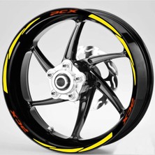 Çınarrium Yeni Özel  Motosiklet Jant Şeridi Pcx Kırmızı Yazı Sarı Sağ-Sol/ön-Arka