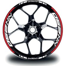 Çınarrium Cfmoto NK250 Jant Sticker Iç & Dış Takım Etiket Modeli Kırmızı - Beyaz