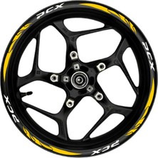 Pcx Beyaz Yazılı  Turuncu Reflektif Pençe Şeritli