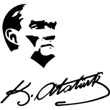 Çınarrium Atatürk Silüeti ve Imzası Sticker 30 x 30 cm