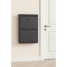 2 Li Kilitli Antrasit Metal Ayakkabılık