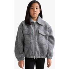 DeFacto Polo Yaka Fermuarlı Bomber Mont Kız Çocuk E9352A825AU