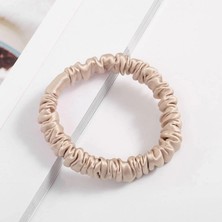 %100 Saf Ipek Küçük Scrunchie Saç Tokası Renk1 - Günlük Pratik Ekstra Elastik Lastikli Simit Toka