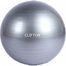 Clifton 65 cm Fitilli Pilates Topu ve Pompa Setli Kullanım Gri Renkli Pilates Topu
