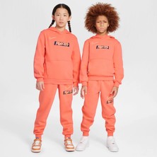 HJ3837-643- Nike Turuncu Erkek Çocuk Baskılı Sweatshirt Eh K Nk Club Flc Hdy -Pd