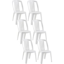 Favori Sandalye Beyaz 6lı Paket - Plastik Bahçe Balkon Teras Sandalyesi
