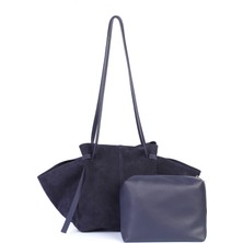 Ange Geniş Hacimli Deri Süet Omuz Çantası