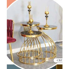 Mim Siyah Mermer - Gold Kobra Zigon Sehpa