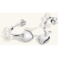 Mini Kalp Figürlü Üç Incili Küpe