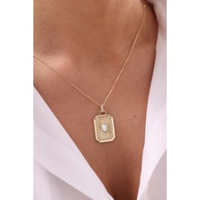 Vintage Formda Güneş Işıltılı 14 Ayar Altın Kolye