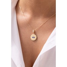 Nazar Göz Figürlü 14 Ayar Taşlı Altın Kolye