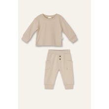 Unisex Bebek Organik Ikili Takım - Ekru