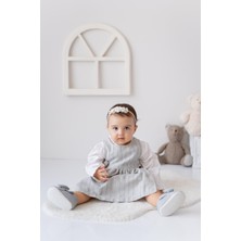 Kız Bebek Dokuma Elbise ve Gömlek Takım - Gri