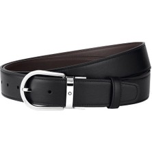 Montblanc Horseshoe Siyahkahverengi 35 mm Deri Kemer 126486