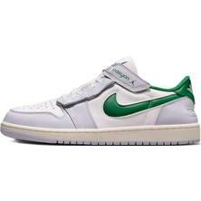 Nike Air Jordan 1 Low Flyase  Mens Leather Sneaker Hakiki Deri Lastik Bağcıklı Erkek Günlük Spor Ayakkabı Beyaz