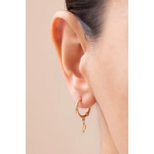 Kaktüs Taşlı 14 Ayar Altın Halka Küpe