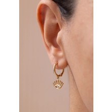 Nazar Gözlü 14 Ayar Altın Halka Küpe