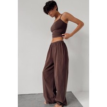 Madmext Kahverengi Barrel Fit Kadın Eşofman Altı MG2553