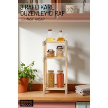 2 Raflı Kare, Çok Amaçlı Masif Ahşap - Mutfak, Banyo, Ofis Düzenleyici