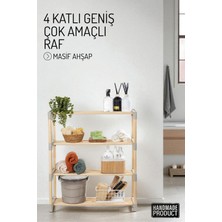 4 Katlı Geniş Raflı Masif Ahşap Çok Amaçlı Raf – Mutfak, Banyo, Ofis Düzenleyici