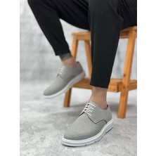 ET0003 Bağcıklı Klasik Spor Koyu Gri Renk Keten Yüksek Taban Casual Erkek Ayakkabı