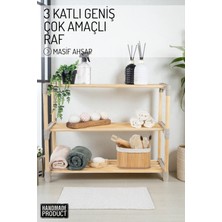 3 Katlı Geniş Raflı Masif Ahşap Çok Amaçlı Raf – Mutfak, Banyo, Ofis Düzenleyici