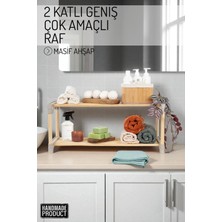 2 Katlı Geniş Raflı Masif Ahşap Çok Amaçlı Raf – Mutfak, Banyo, Ofis Düzenleyici