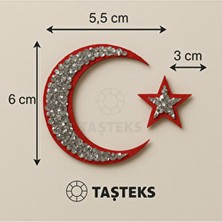 Taşlı Ütülenebilen Veya Sticker Olarak Kullanılabilen Ay ve Yıldız Türk Bayrağı Modeli