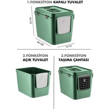 Pribor HZ-500 Xxl 3 Fonksiyonlu Açık / Kapalı Kedi Tuvaleti ve Taşıma Çantası Yeşil 56 x 40 x 43 cm