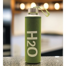 H2O Cam Su Matarası Yeşil Kumaş Kılıflı