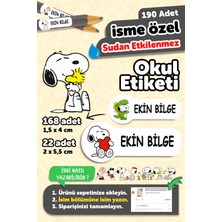 Okul Etiketi Kalem Defter Isimli Etiket Isim Yazılabilen Snopy - 190 Adet Özel Tasarım Etiket