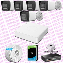 Provzen Hikvision 5 Kameralı Ip 1080P Colorvu Güvenlik Kamerası Mikrofonlu Olay Anında Bildirim