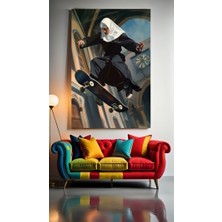 Özkacar Group Kaykaycı Rahibe Ev Duvar Salon Güzellik Salonu Ofis Dükkan Dekarasyon Kanvas Tablo