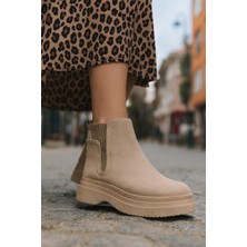 Kadın Süet Lastikli Detaylı Şık Kadın Bootie