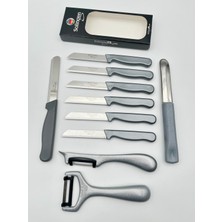 Orijinal Klever Simli 10'lu Meyve Bıçağı Soyacak ve Oyacak Seti Gri