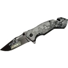 4 23 6 Swat Kurtarma / Kamp Çakı 20CM - Yarı Otomatik, Kemerlikli, Cam Kırma ve Ip Kesme Aparatlı