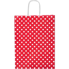 Puantiyeli Burgu Saplı Kağıt Çanta 25 Adet