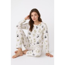 Kadın Oversize Uzun Kollu Pamuklu Pijama Takımı